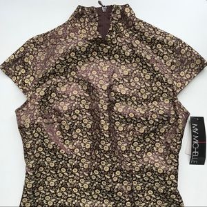 Deadstock (NWT) Vintage 90s Chinese inspired cap sleeve floral print blouse
